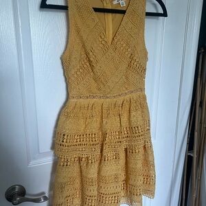 Miami Yellow Gold Tiered Sundress V-Neck Mini